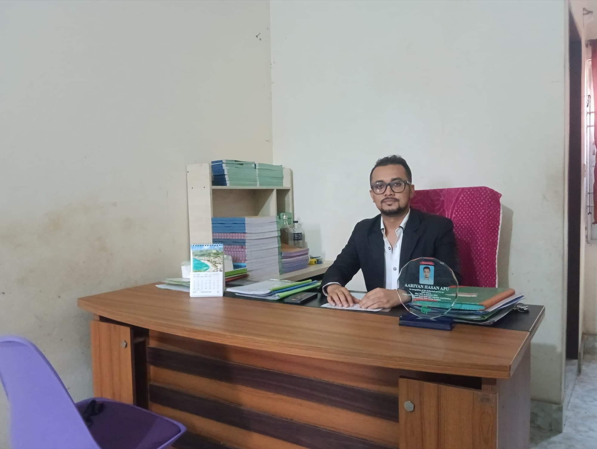 Aariyan Hasan Apu at the accounts desk