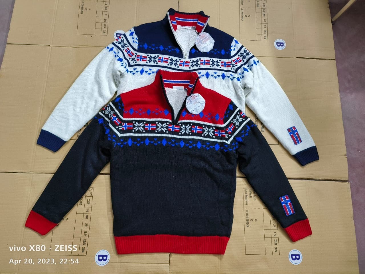 Nordic jacquard zip-neck sweaters made by New Green Fashion